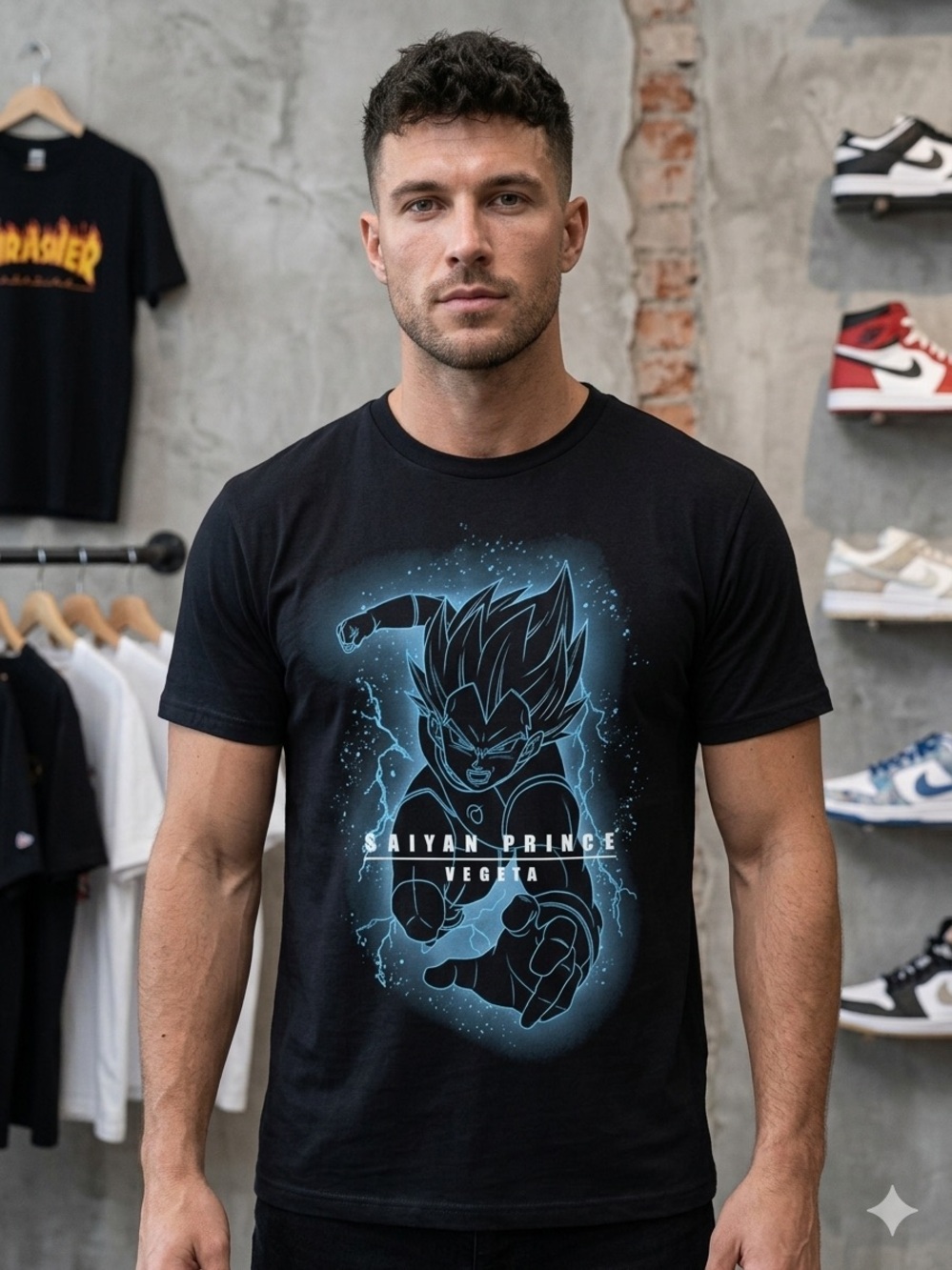 Black 'Saiyan Prince Vegeta' Graphic T-Shirt